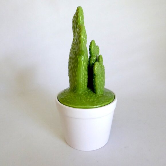 VINTAGE NEW 11” POTTED DESERT CACTUS LIDDED CERAMIC COOKIE JAR CONTAINER (NEW) - Picture 2 of 8